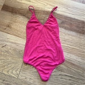 Talula Aritzia Hot Pink Contour Ribbed Cami Bodysuit - Size S